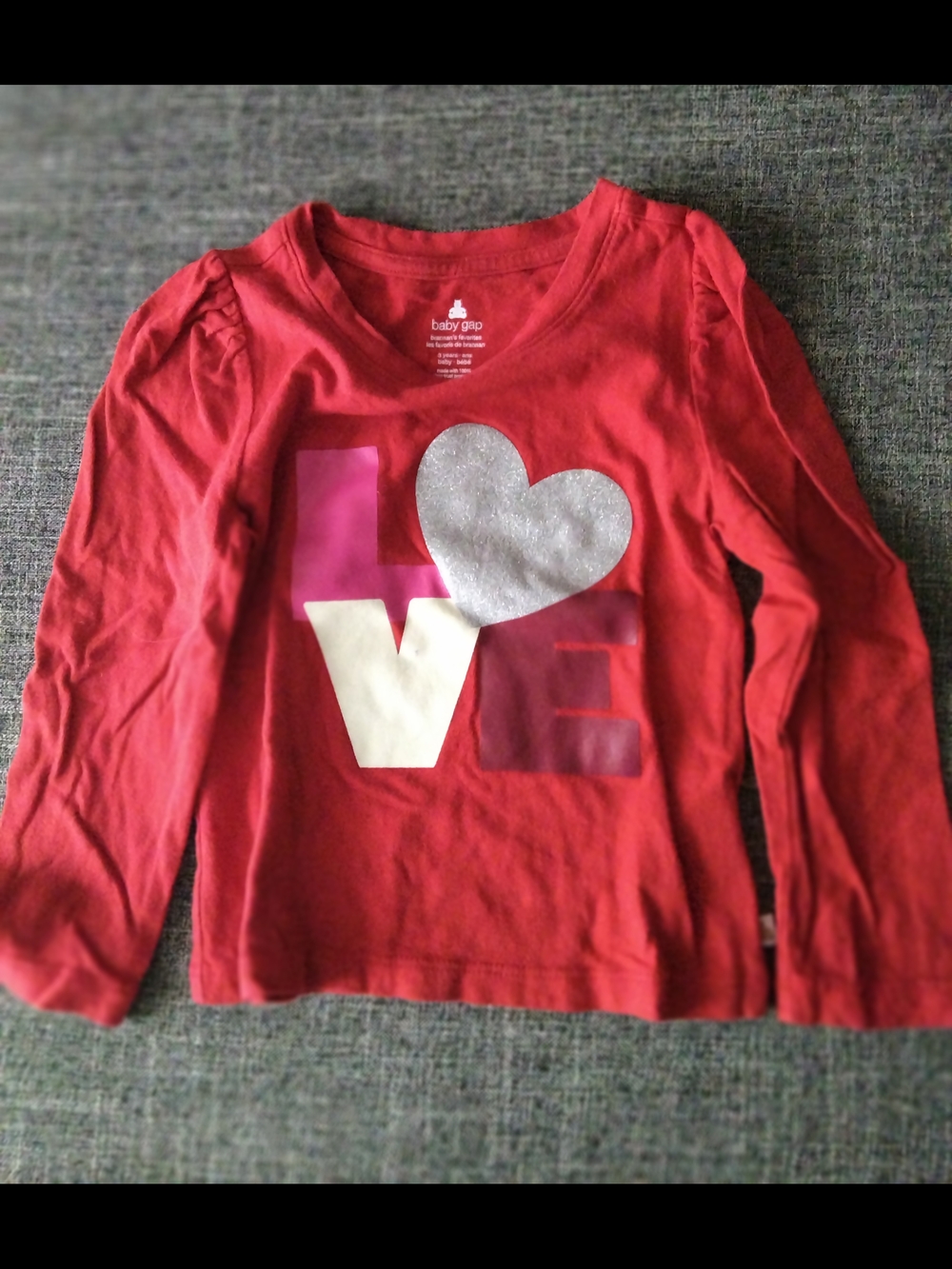 GAP Girls' Red 'LOVE' Long-Sleeve Tee